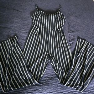 Elegant Navy and White Striped Jumpsuit